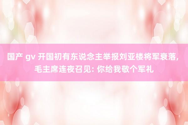 国产 gv 开国初有东说念主举报刘亚楼将军衰落， 毛主席连夜召见: 你给我敬个军礼