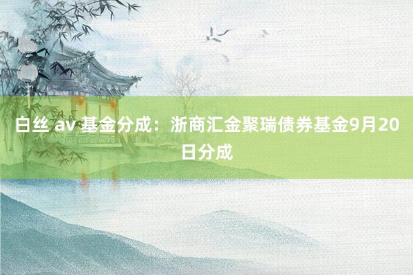 白丝 av 基金分成：浙商汇金聚瑞债券基金9月20日分成