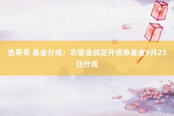 色哥哥 基金分成：农银金润定开债券基金9月23日分成