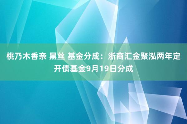 桃乃木香奈 黑丝 基金分成：浙商汇金聚泓两年定开债基金9月19日分成