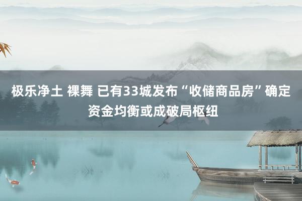 极乐净土 裸舞 已有33城发布“收储商品房”确定 资金均衡或成破局枢纽