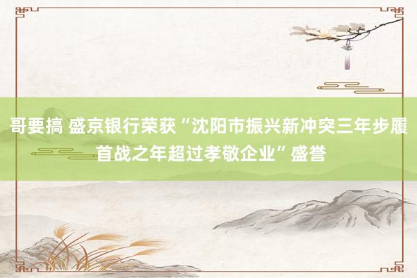 哥要搞 盛京银行荣获“沈阳市振兴新冲突三年步履 首战之年超过孝敬企业”盛誉