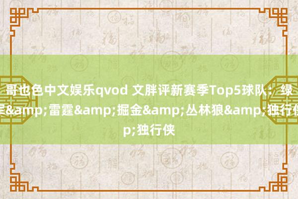 哥也色中文娱乐qvod 文胖评新赛季Top5球队：绿军&雷霆&掘金&丛林狼&独行侠