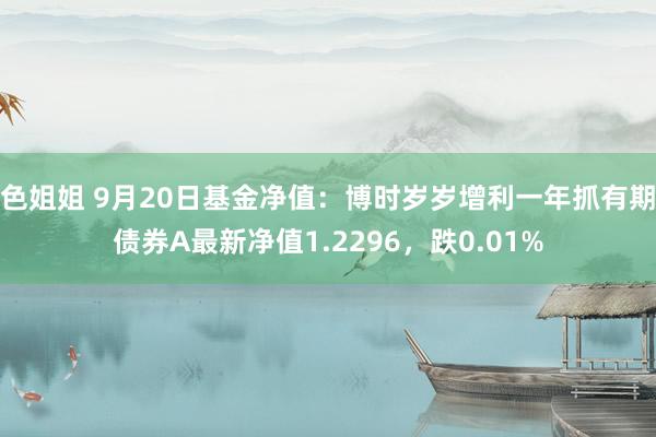 色姐姐 9月20日基金净值：博时岁岁增利一年抓有期债券A最新净值1.2296，跌0.01%