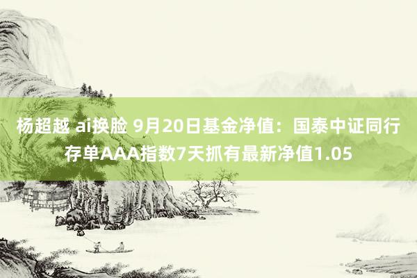 杨超越 ai换脸 9月20日基金净值：国泰中证同行存单AAA指数7天抓有最新净值1.05