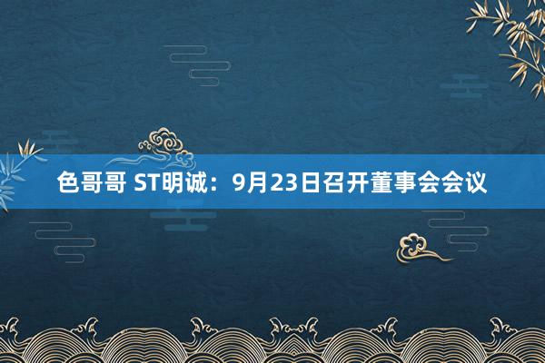 色哥哥 ST明诚：9月23日召开董事会会议