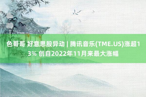 色哥哥 好意思股异动 | 腾讯音乐(TME.US)涨超13% 创自2022年11月来最大涨幅