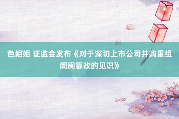 色姐姐 证监会发布《对于深切上市公司并购重组阛阓篡改的见识》