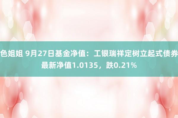 色姐姐 9月27日基金净值：工银瑞祥定树立起式债券最新净值1.0135，跌0.21%