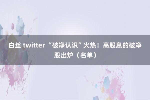 白丝 twitter “破净认识”火热！高股息的破净股出炉（名单）