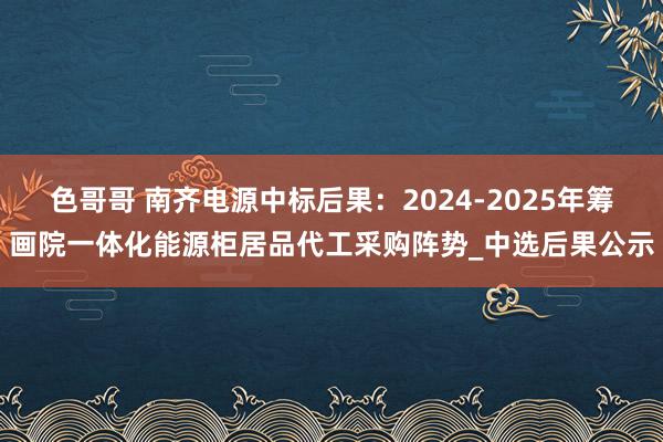 色哥哥 南齐电源中标后果：2024-2025年筹画院一体化能源柜居品代工采购阵势_中选后果公示