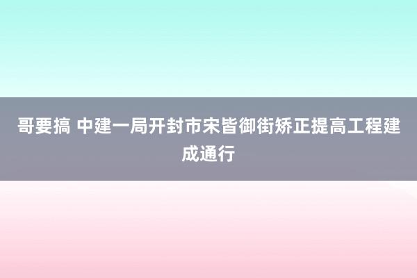 哥要搞 中建一局开封市宋皆御街矫正提高工程建成通行