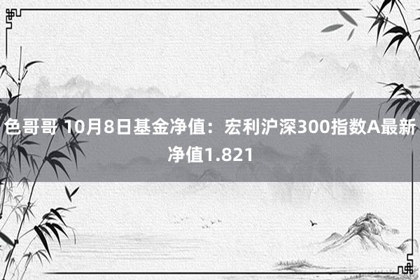 色哥哥 10月8日基金净值：宏利沪深300指数A最新净值1.821