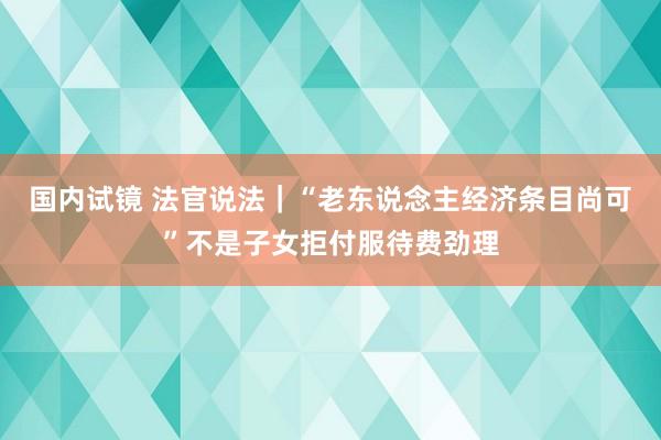 国内试镜 法官说法｜“老东说念主经济条目尚可”不是子女拒付服待费劲理