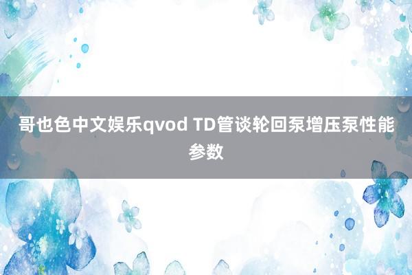 哥也色中文娱乐qvod TD管谈轮回泵增压泵性能参数