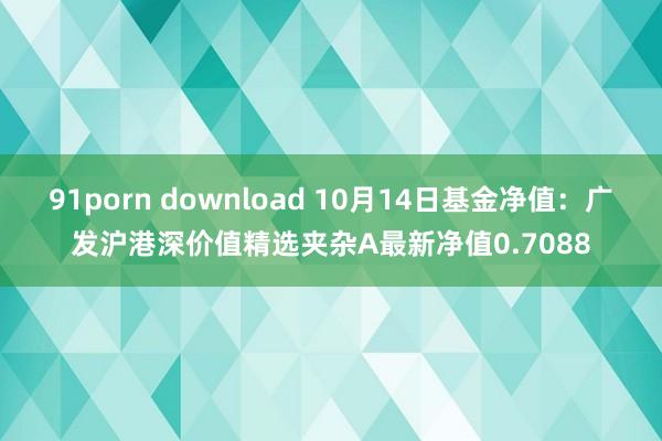 91porn download 10月14日基金净值：广发沪港深价值精选夹杂A最新净值0.7088