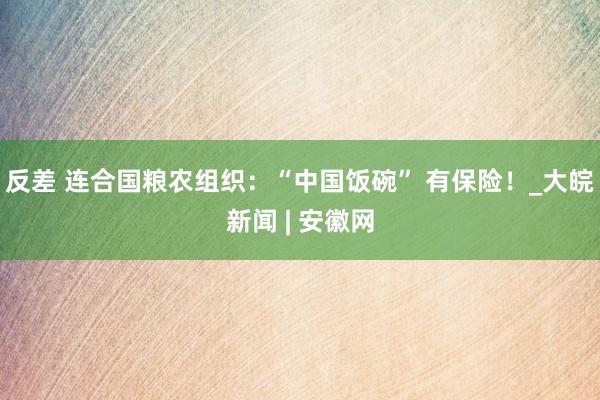 反差 连合国粮农组织：“中国饭碗” 有保险！_大皖新闻 | 安徽网