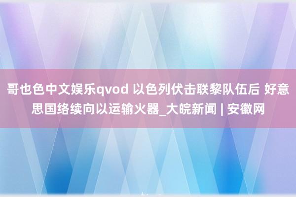 哥也色中文娱乐qvod 以色列伏击联黎队伍后 好意思国络续向以运输火器_大皖新闻 | 安徽网