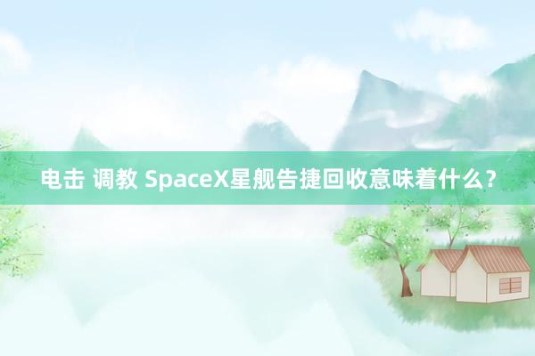 电击 调教 SpaceX星舰告捷回收意味着什么？