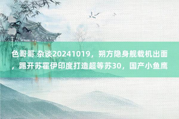 色哥哥 杂谈20241019，朔方隐身舰载机出面，踢开苏霍伊印度打造超等苏30，国产小鱼鹰