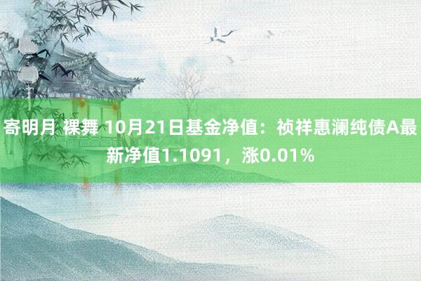 寄明月 裸舞 10月21日基金净值：祯祥惠澜纯债A最新净值1.1091，涨0.01%