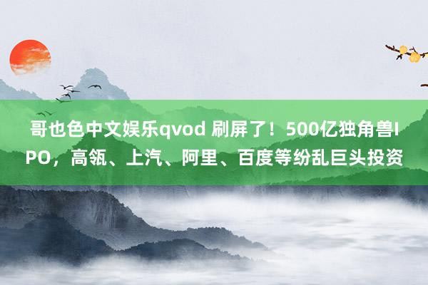 哥也色中文娱乐qvod 刷屏了！500亿独角兽IPO，高瓴、上汽、阿里、百度等纷乱巨头投资