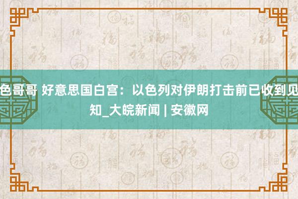 色哥哥 好意思国白宫：以色列对伊朗打击前已收到见知_大皖新闻 | 安徽网