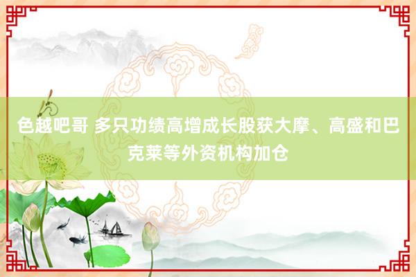 色越吧哥 多只功绩高增成长股获大摩、高盛和巴克莱等外资机构加仓