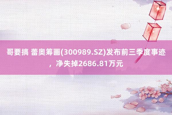 哥要搞 蕾奥筹画(300989.SZ)发布前三季度事迹，净失掉2686.81万元