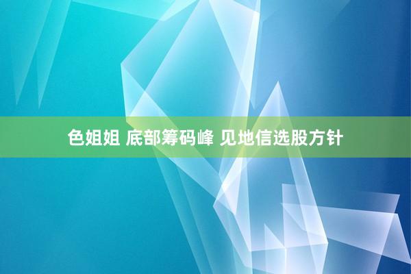 色姐姐 底部筹码峰 见地信选股方针