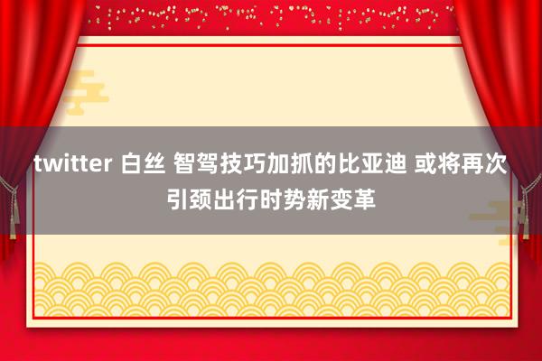 twitter 白丝 智驾技巧加抓的比亚迪 或将再次引颈出行时势新变革