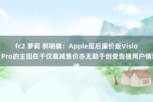 fc2 萝莉 郭明錤：Apple延后廉价版Vision Pro的主因在于仅裁减售价亦无助于创变告捷用户情境