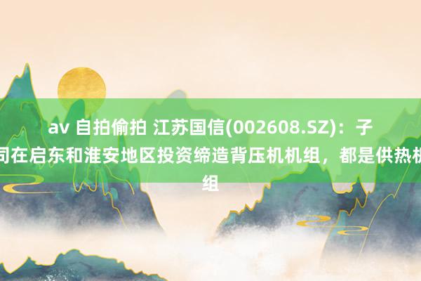 av 自拍偷拍 江苏国信(002608.SZ)：子公司在启东和淮安地区投资缔造背压机机组，都是供热机组