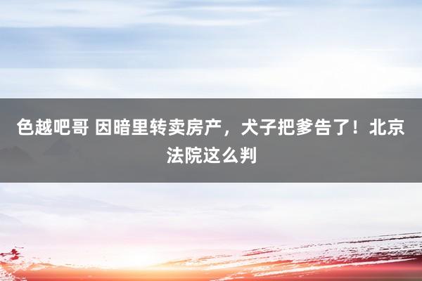 色越吧哥 因暗里转卖房产，犬子把爹告了！北京法院这么判