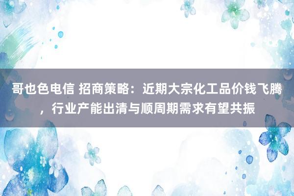 哥也色电信 招商策略：近期大宗化工品价钱飞腾，行业产能出清与顺周期需求有望共振