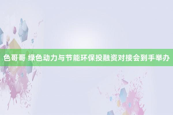 色哥哥 绿色动力与节能环保投融资对接会到手举办