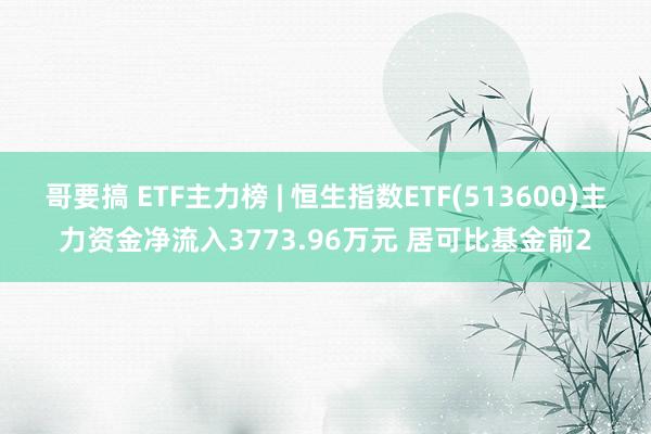 哥要搞 ETF主力榜 | 恒生指数ETF(513600)主力资金净流入3773.96万元 居可比基金前2