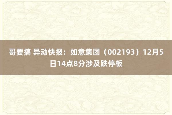 哥要搞 异动快报：如意集团（002193）12月5日14点8分涉及跌停板