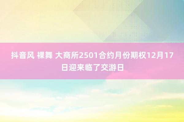 抖音风 裸舞 大商所2501合约月份期权12月17日迎来临了交游日