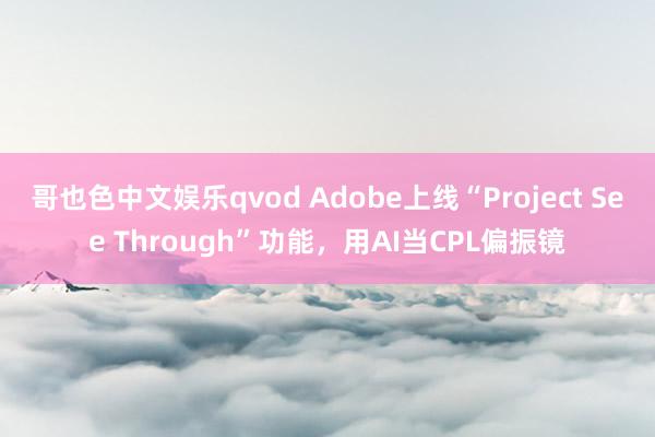 哥也色中文娱乐qvod Adobe上线“Project See Through”功能，用AI当CPL偏振镜