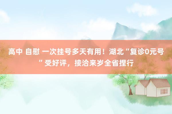 高中 自慰 一次挂号多天有用！湖北“复诊0元号”受好评，接洽来岁全省捏行