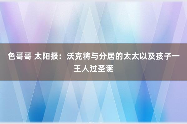 色哥哥 太阳报：沃克将与分居的太太以及孩子一王人过圣诞