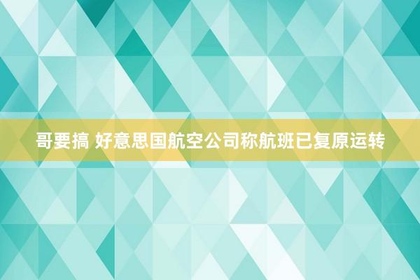 哥要搞 好意思国航空公司称航班已复原运转