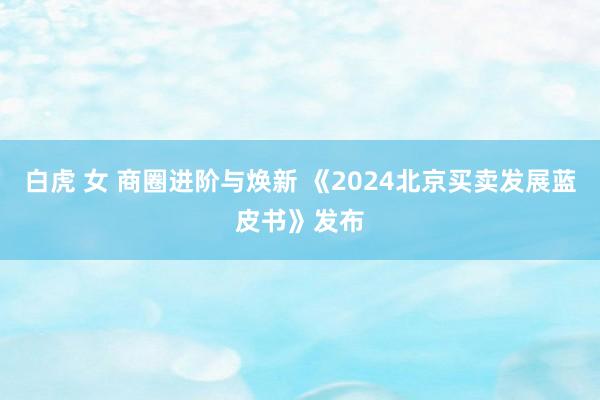 白虎 女 商圈进阶与焕新 《2024北京买卖发展蓝皮书》发布