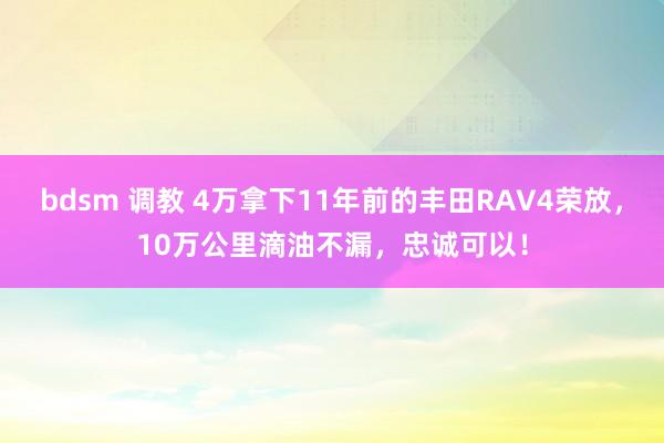 bdsm 调教 4万拿下11年前的丰田RAV4荣放，10万公里滴油不漏，忠诚可以！