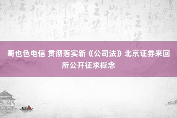 哥也色电信 贯彻落实新《公司法》北京证券来回所公开征求概念