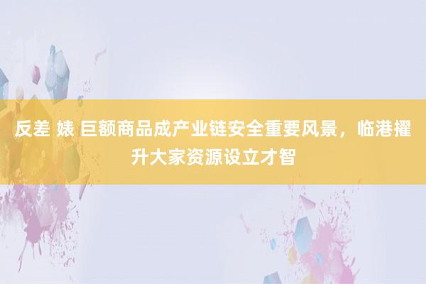 反差 婊 巨额商品成产业链安全重要风景，临港擢升大家资源设立才智