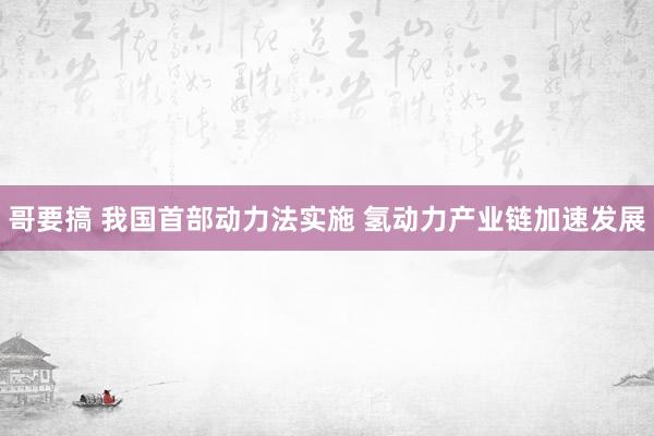 哥要搞 我国首部动力法实施 氢动力产业链加速发展