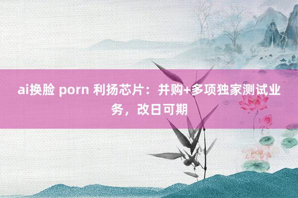 ai换脸 porn 利扬芯片：并购+多项独家测试业务，改日可期