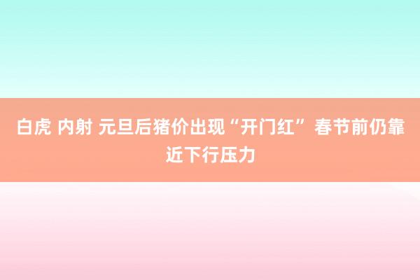 白虎 内射 元旦后猪价出现“开门红” 春节前仍靠近下行压力